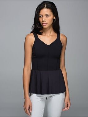 Lululemon City Peplum Black Tank size 6
